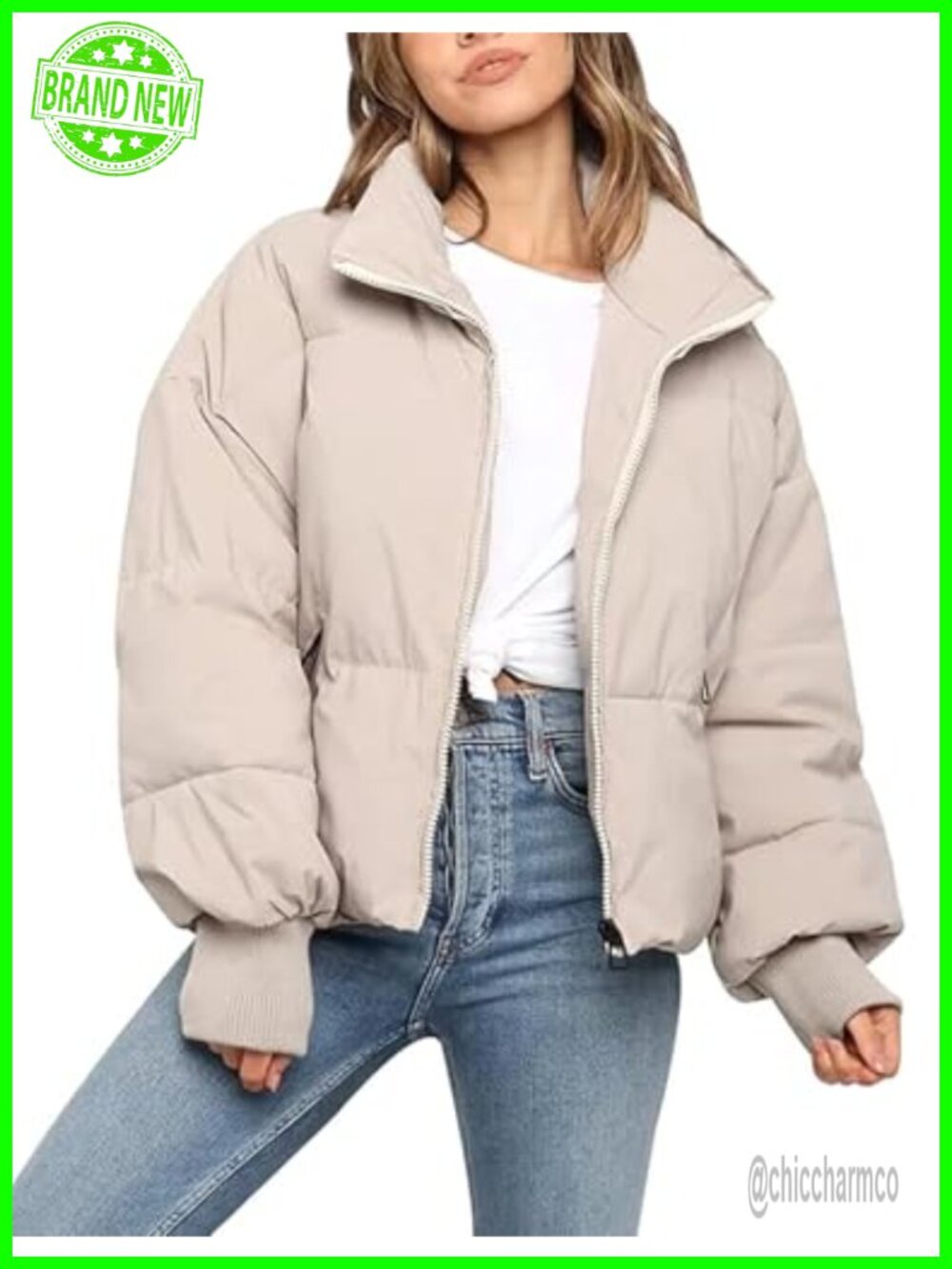 Gihuo Women's Cropped Puffer Jacket Quilted Warm Winter Coat